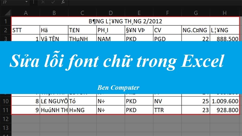 Cách sửa lỗi phông chữ trong Excel