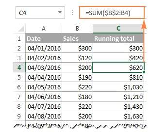 Tính tổng bằng Running total