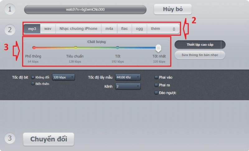 Chọn định dạng và chất lượng âm thanh
